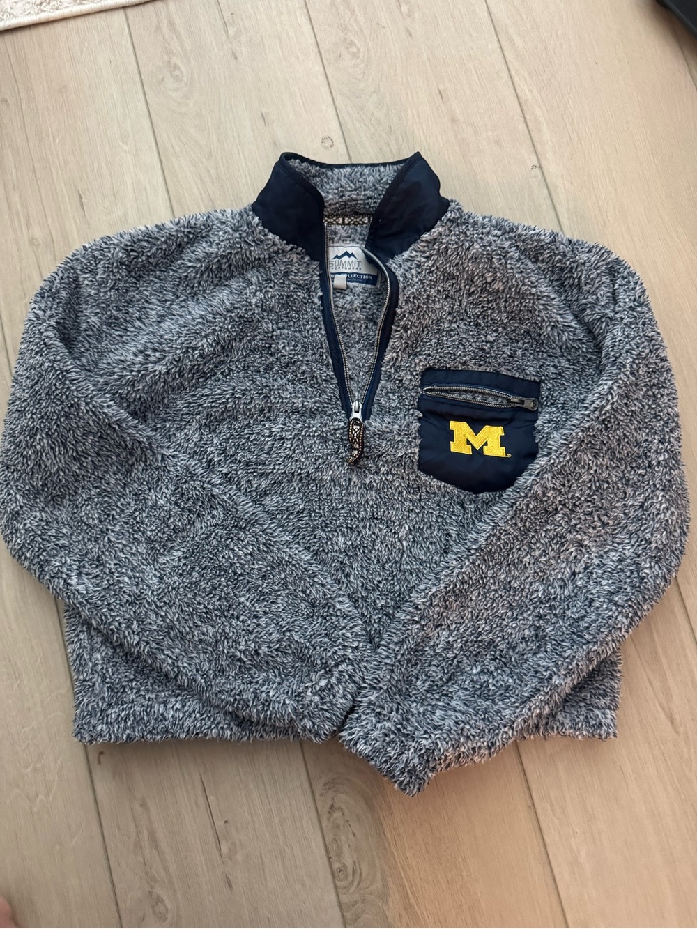 University of Michigan Gray Sherpa Quarter-Zip Pullover